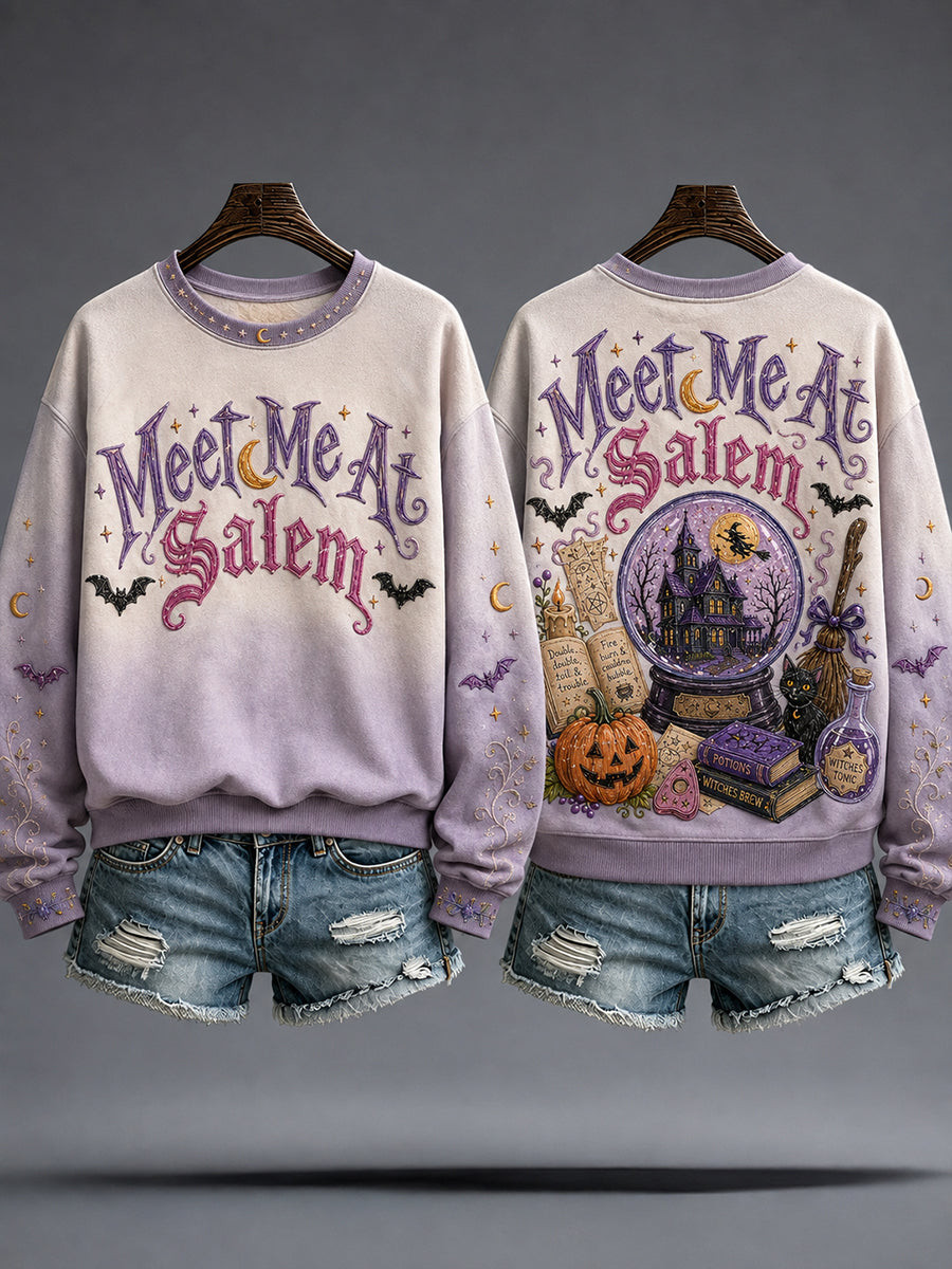 Meet Me At Salem Sweatshirt Funny Ghost Halloween Clothes Gifts For Halloween Lovers - Gwh