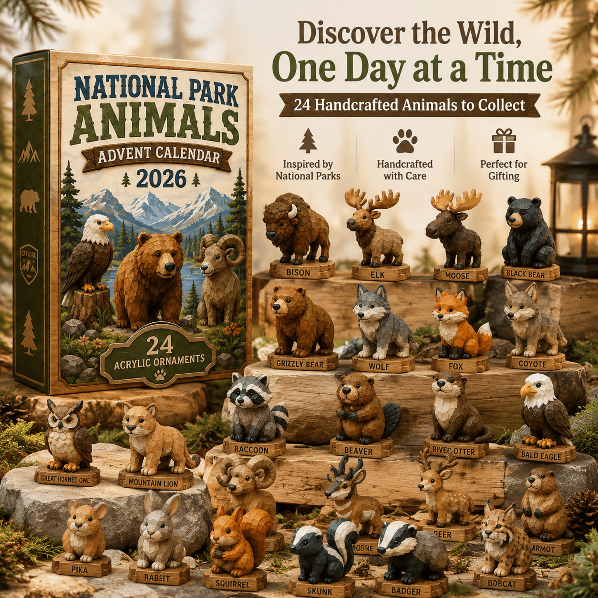 National Park Adorable Animals Advent Calendar 2026 24 Day Christmas Countdown Gift Idea - GWH
