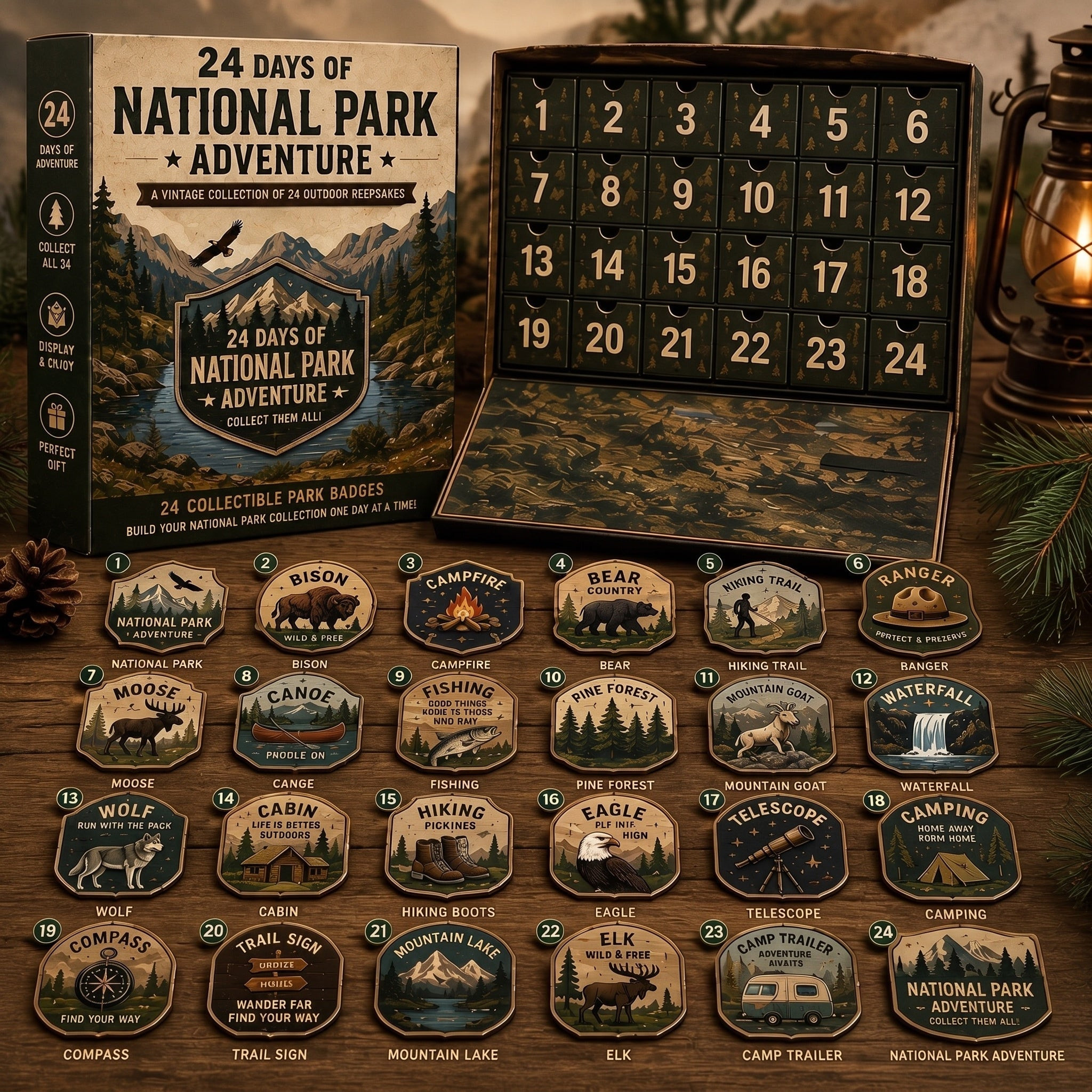 National Park Adventure Advent Calendar 24 Day Christmas Countdown Gift for Outdoor Lovers - GWH