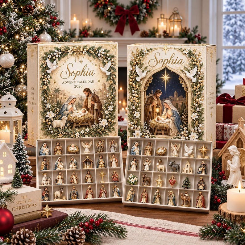 Nativity Advent Calendar Christmas Religious Decor 24 Mini Figures Christian Holiday Gifts - GWH