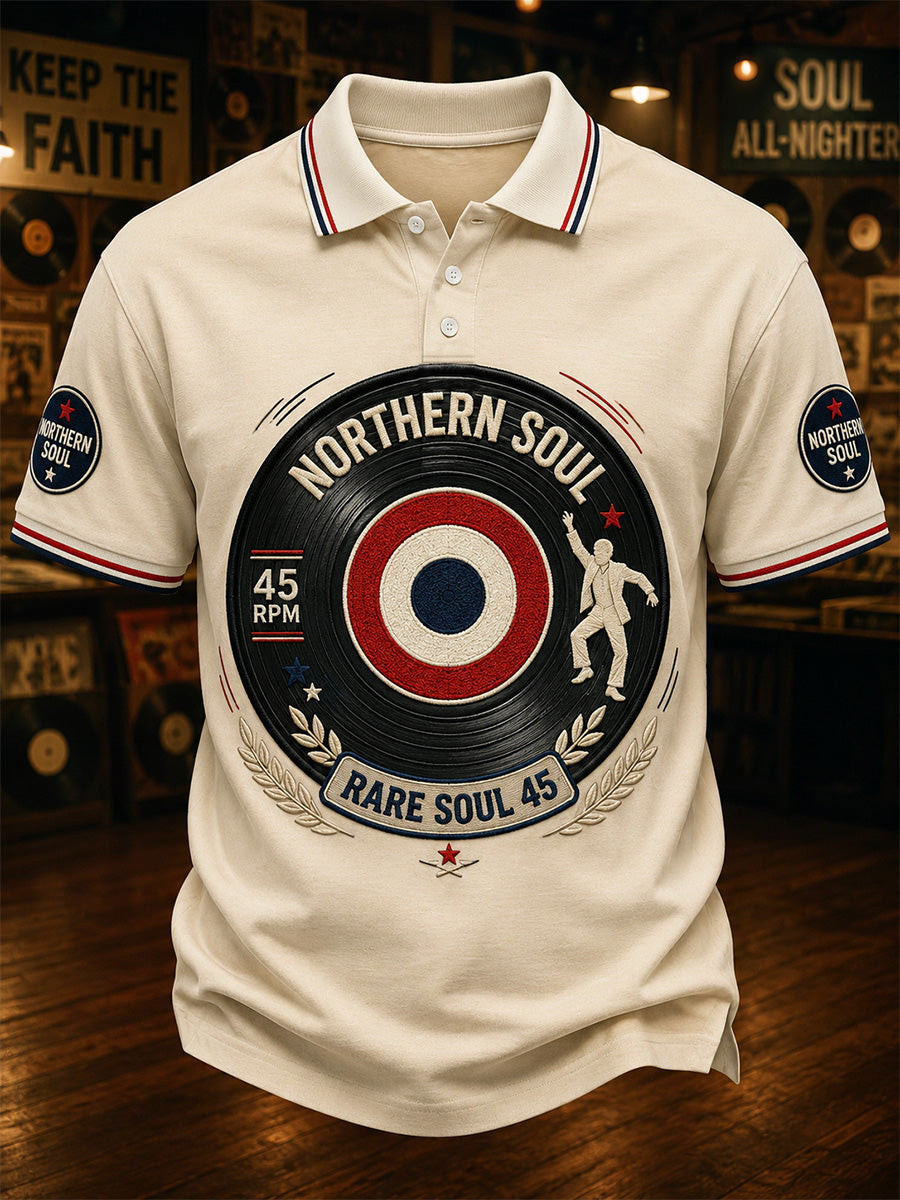 Northern Soul Merch Retro Northern Soul Polo Shirt Clenched Fist Apparel Gift For Son - GWH