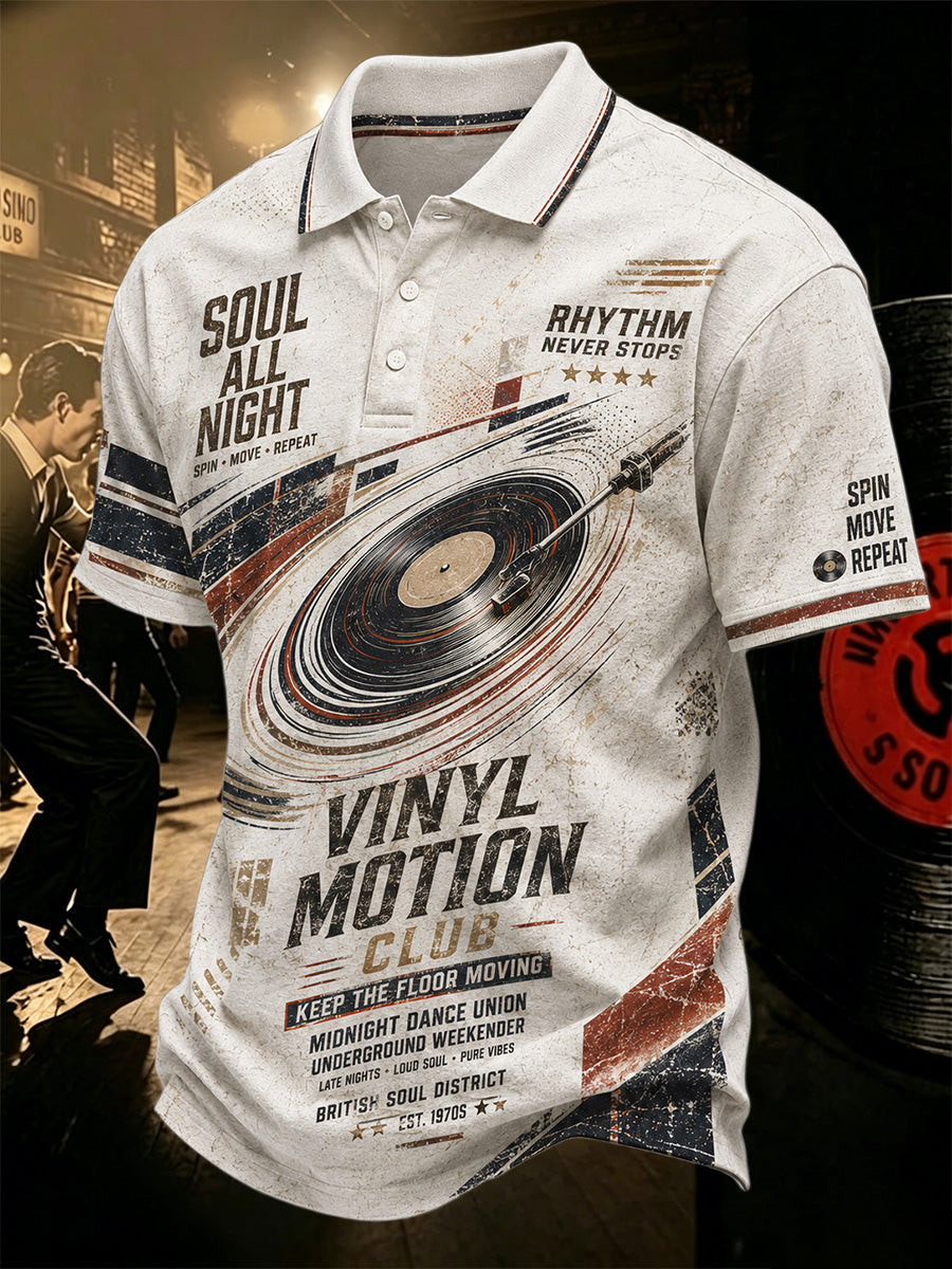 Northern Soul Merch Rhythm Never Stops Polo Shirt Raised Fist Apparel Gift For Men - GWH