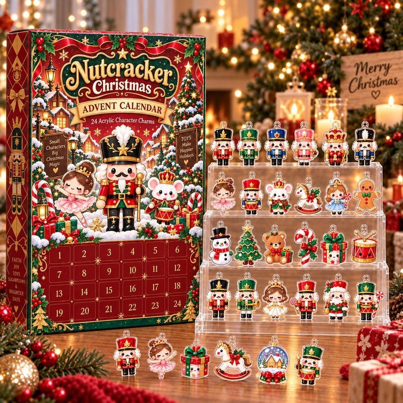 Nutcracker Christmas Advent Calendar 2026 24 Character Charms Christmas Gifts For Son - GWH