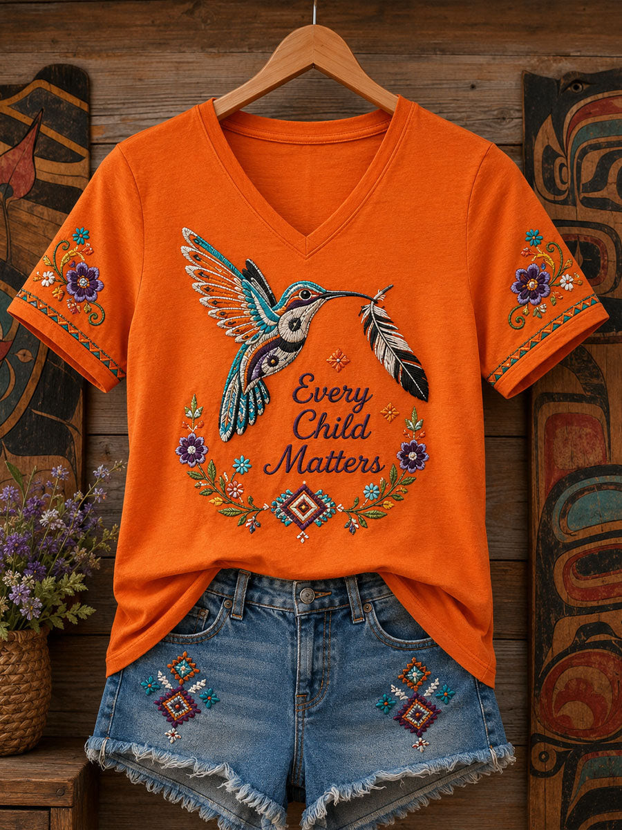 Orange Shirt Day Merch Turtle V-Neck T-Shirt Canada Day Shirt Gift For Her - GWH