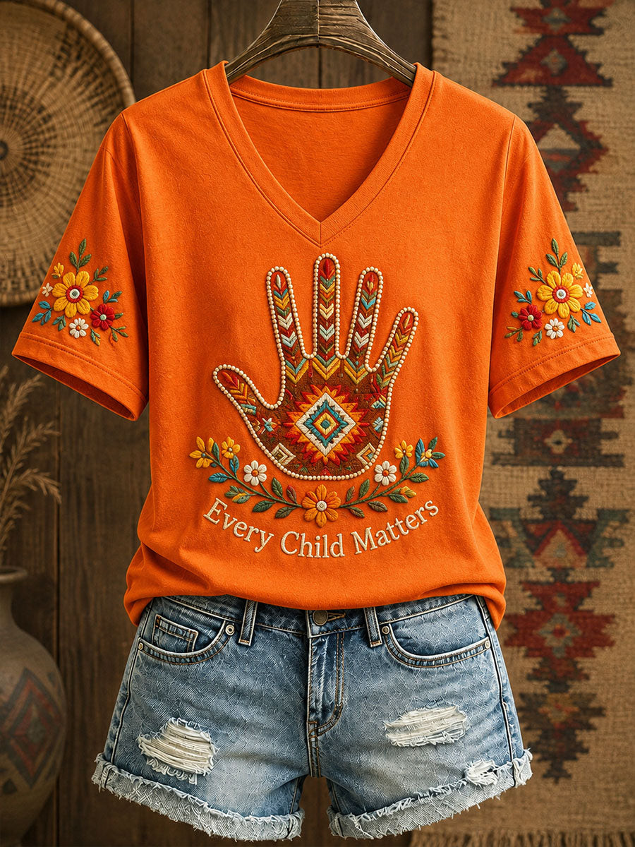 Orange Shirt Day Merch Turtle V-Neck T-Shirt Canada Day Shirt Indigenous Awareness Gift - GWH