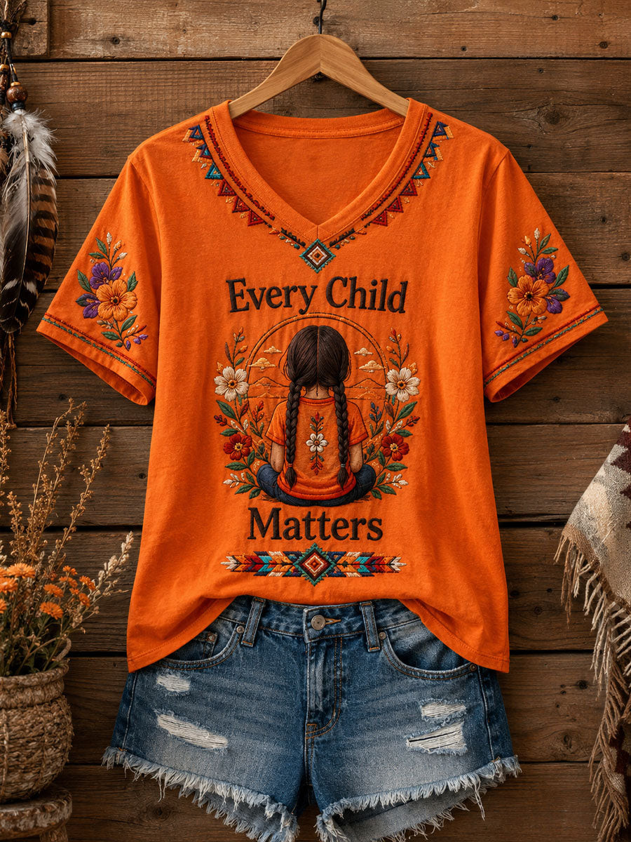 Orange Shirt Day Merch Turtle V-Neck T-Shirt Every Child Matters Gear Gift Ideas - GWH