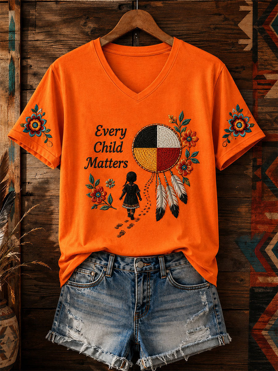 Orange Shirt Day Merch Turtle V-Neck T-Shirt Every Child Matters Tee Gift For Friends - GWH