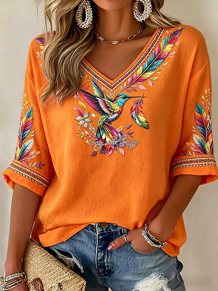 Orange Shirt Day Merch V-Neck Raglan Shirt Indigenous Clothing Gift For Mom - GWH