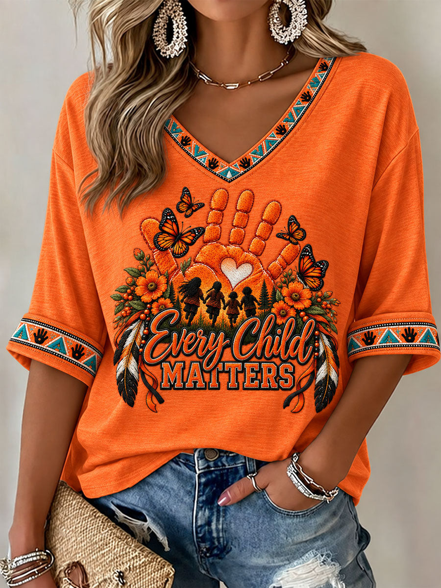 Orange Shirt Day Merch V-Neck Raglan Shirt Orange Shirt Day Women's Apparel Gift - GWH