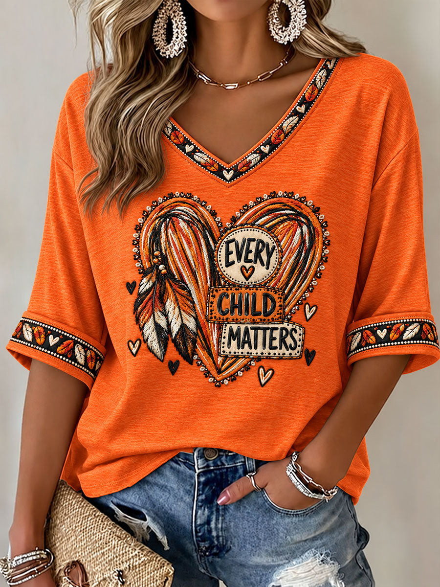 Orange Shirt Day Merch V-Neck Raglan Shirt Supports Indigenous Canada Clothing Support Gift - GWH