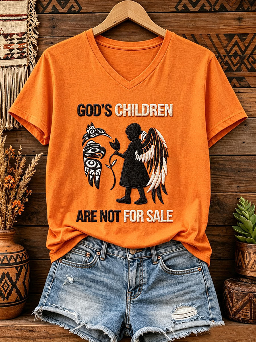 Orange Shirt Day Merch V-Neck T-Shirt Children Matters Apparel Best Gift For Her - GWH
