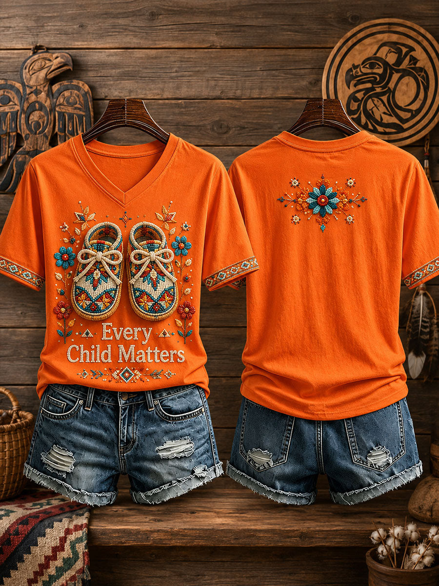 Orange Shirt Day Merch V-Neck T-Shirt Children Matters Tee Gift For Friends - GWH