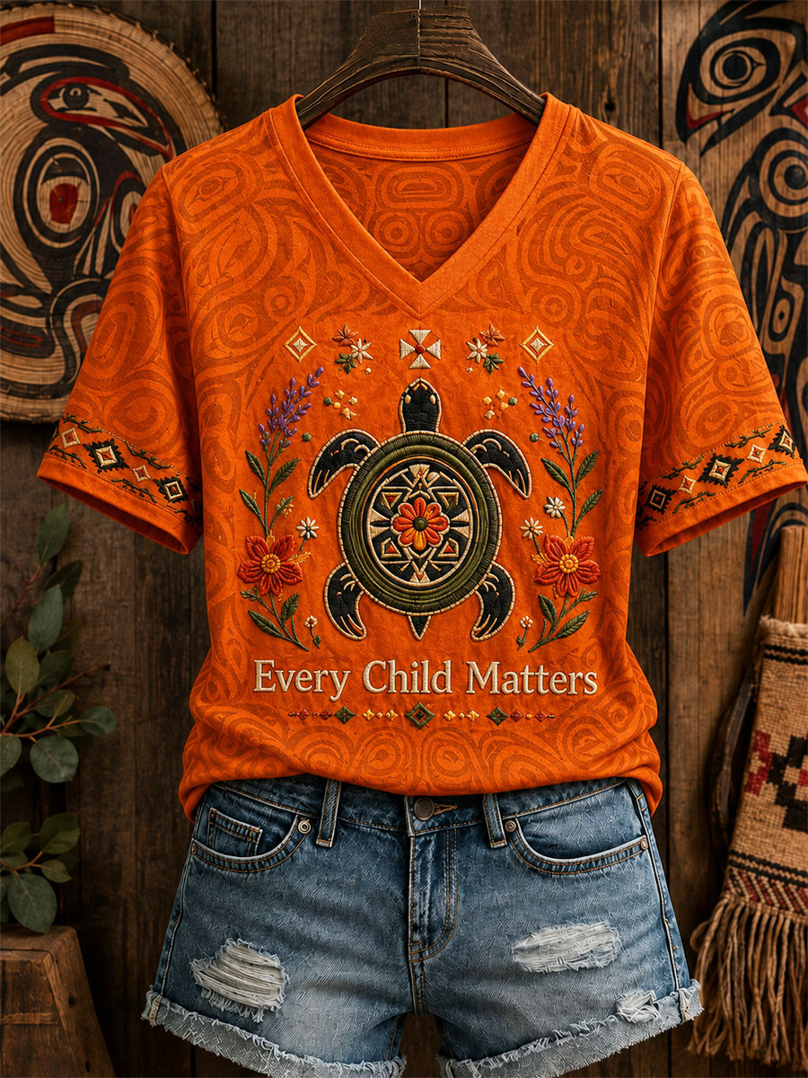 Orange Shirt Day Merch V-Neck T-Shirt Children Matters Tee Gift For Women - GWH