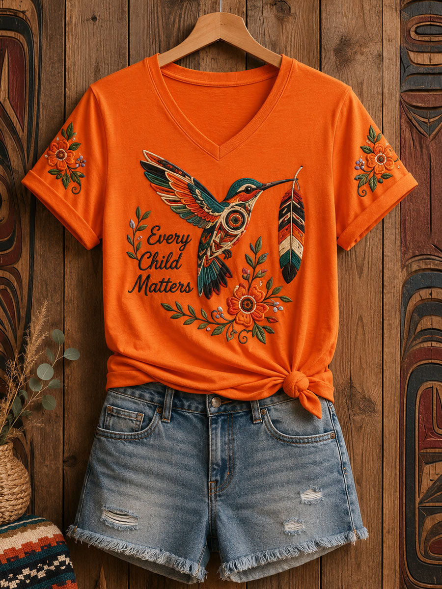 Orange Shirt Day Merch V-Neck T-Shirt Every Child Matters Clothes Gift - GWH