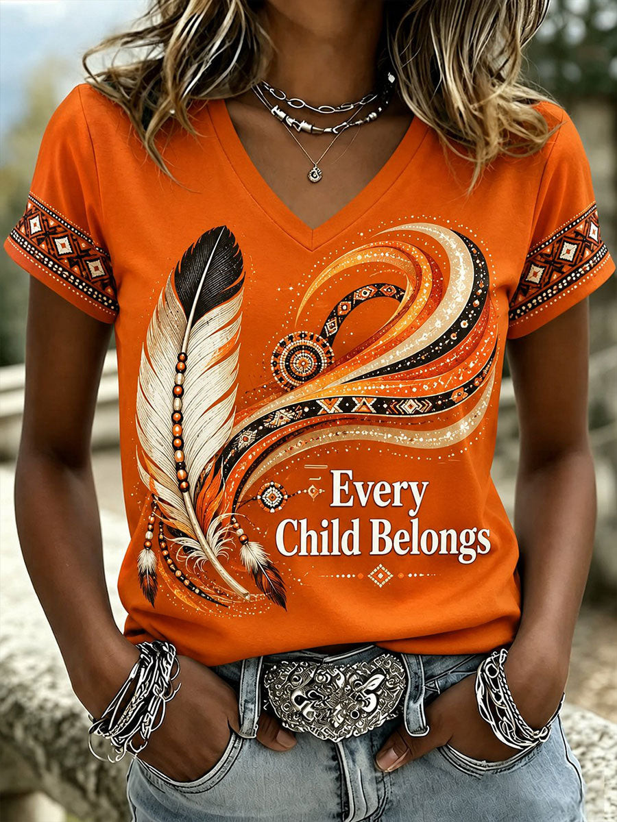 Orange Shirt Day Merch V-Neck T-Shirt Every Child Matters Clothes Gift Ideas - GWH