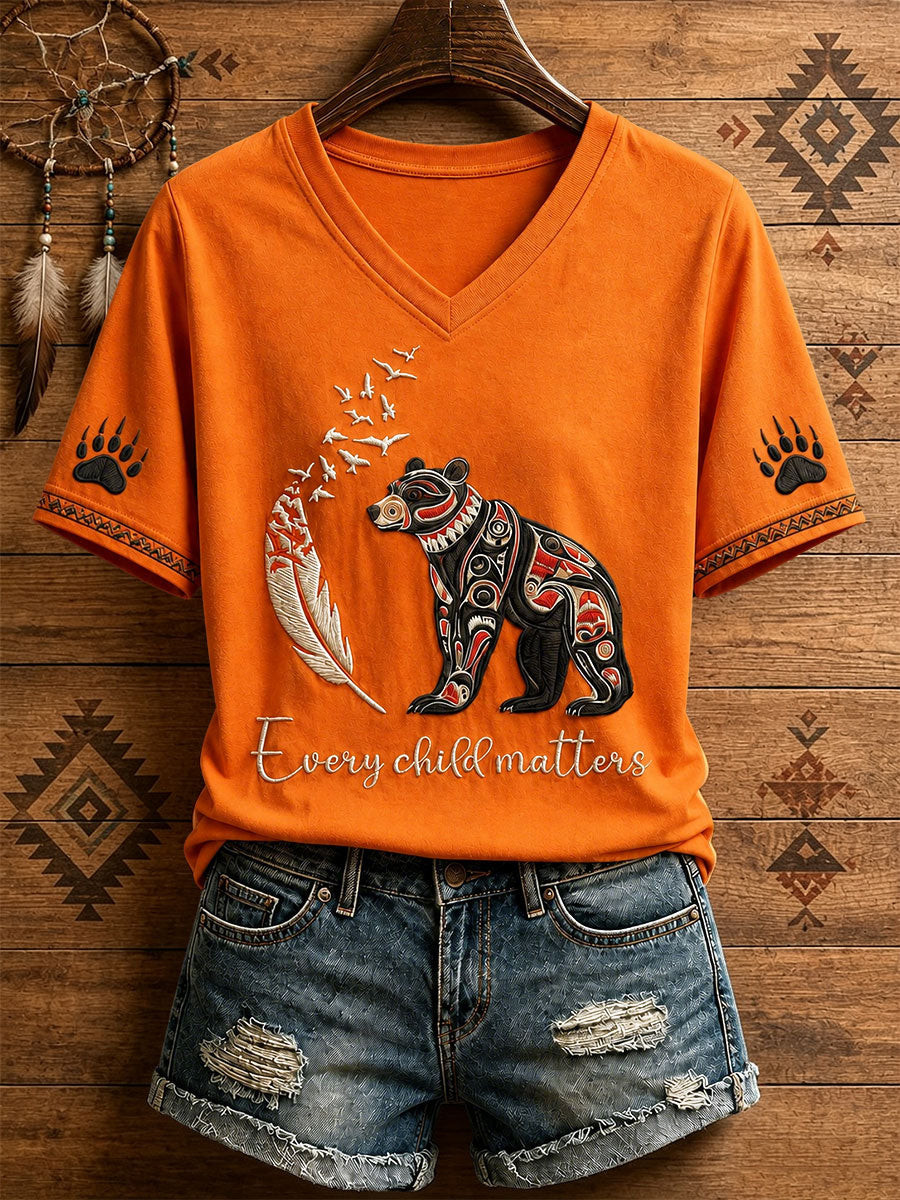 Orange Shirt Day Merch V-Neck T-Shirt Every Child Matters Merchandise Unique Gift For Her - GWH