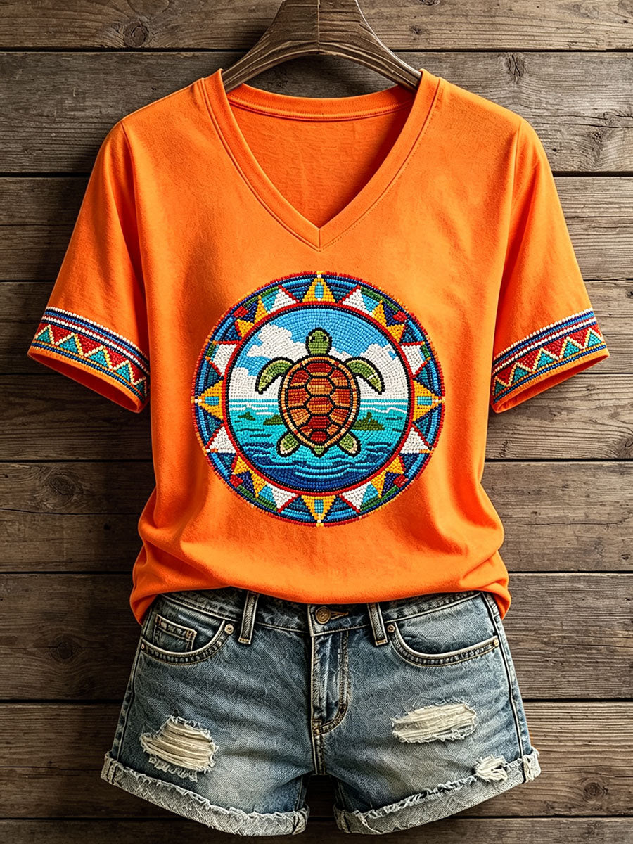 Orange Shirt Day Merch V-Neck T-Shirt Indigenous Clothes Gift For Friends - GWH