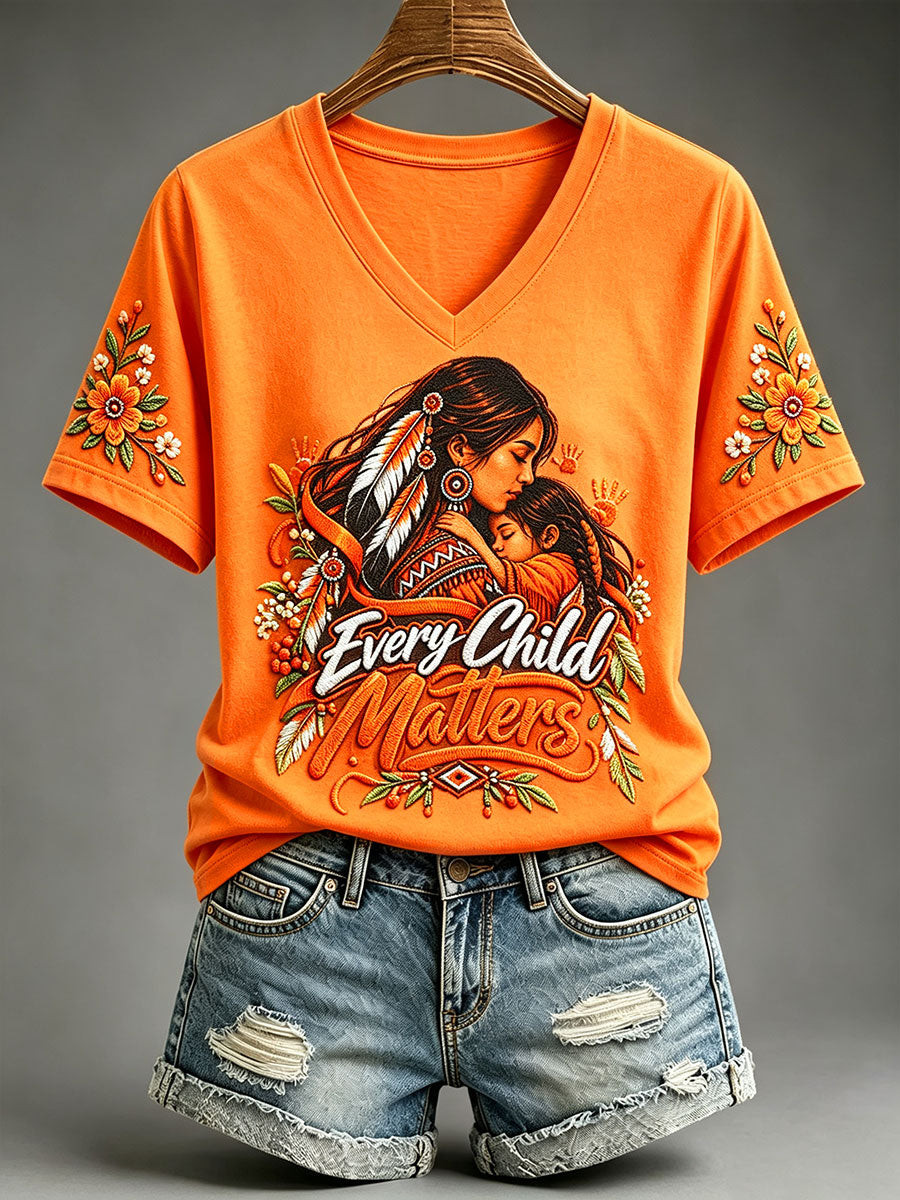 Orange Shirt Day Merch V-Neck T-Shirt September 30 Apparel Gift For Daughter - GWH