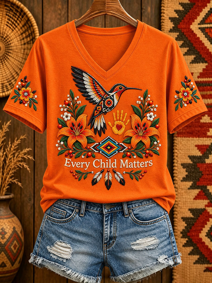 Orange Shirt Day Merch V-Neck T-Shirt Support Indigenous Canada Clothes Gift - GWH
