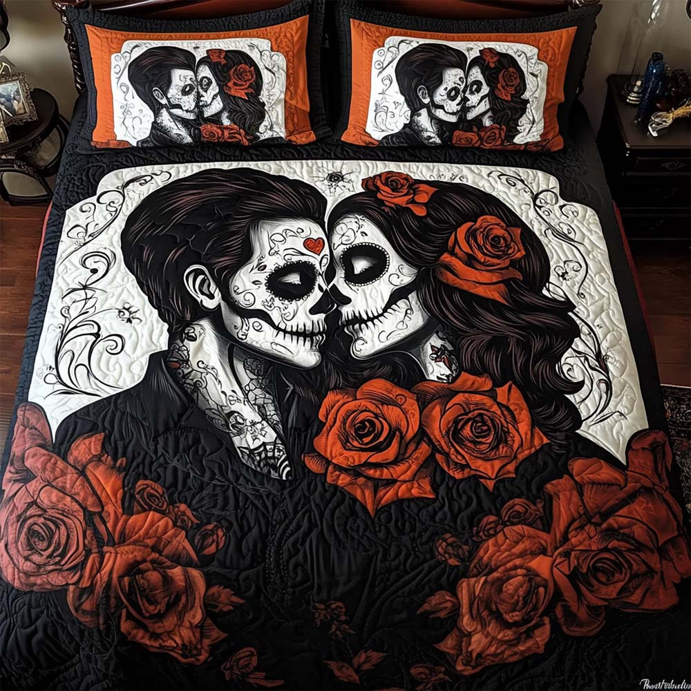 Passion Beyond Quilted Bedding Set Day Of The Dead Home Decoration Halloween Gifts - GWH