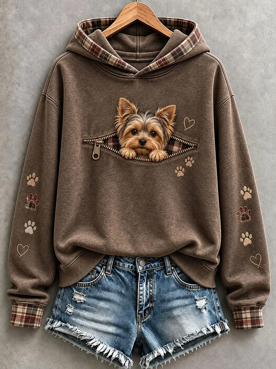 Peeking Yorkshire Terrier Paw Hoodie Cute Animal Hoodie Best Gifts For Yorkshire Lovers - GWH