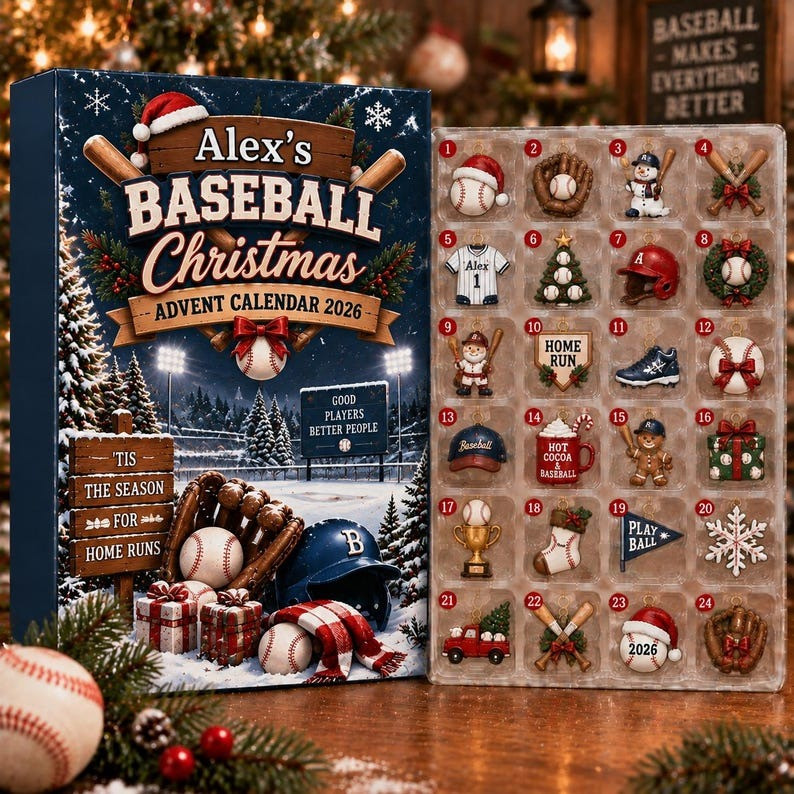 Personalized Baseball Christmas Advent Calendar 2026 Countdown Gifts For Players - GWH