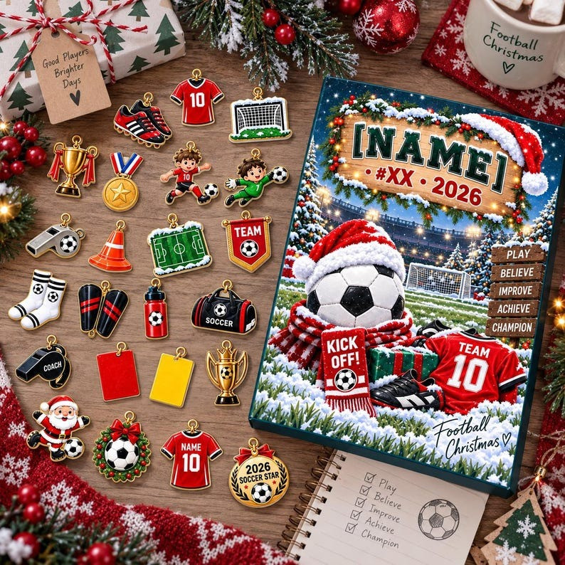 Personalized Name Soccer Advent Calendar 2026 Christmas Countdown Gifts For Soccer Lovers - GWH