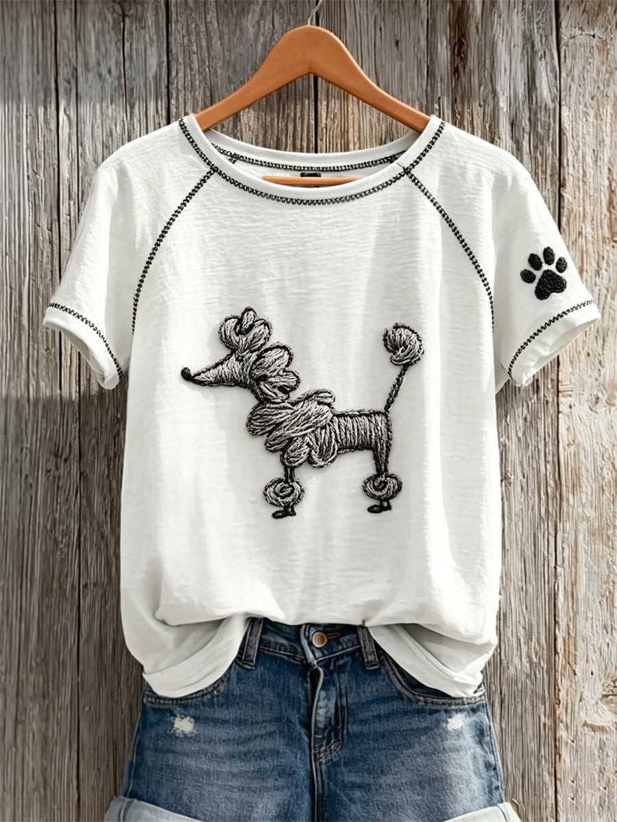 Poodle Dog Merch Abstract Art T-Shirt Minimalist Apparel Gift For Sister - GWH