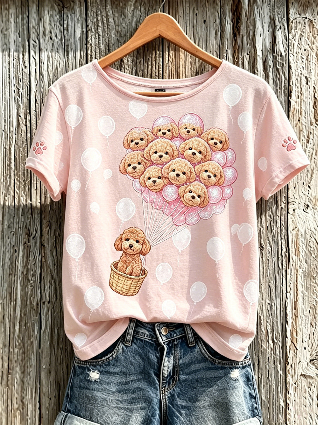 Poodle Dog Merch Hot Air Balloon T-Shirt Cute Pet Apparel Gift For Dog Lover - GWH