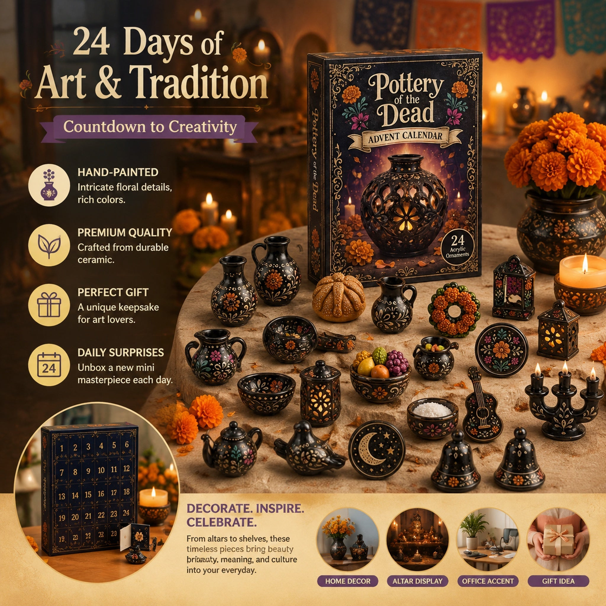 Pottery f the Dead Advent Calendar 2026 24 Day Christmas Countdown Box Friend Gift - GWH