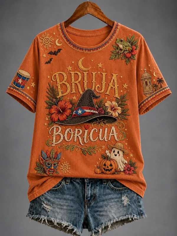 Puerto Rico Pride Halloween Merch Bruja Boricua T-Shirt Halloween Clothing Gifts For Girls - GWH