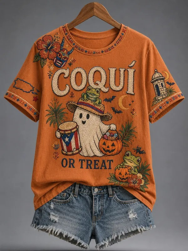 Puerto Rico Pride Halloween Merch Coqui Or Treat T-Shirt Halloween Outfits Gifts For Daughter - GWH