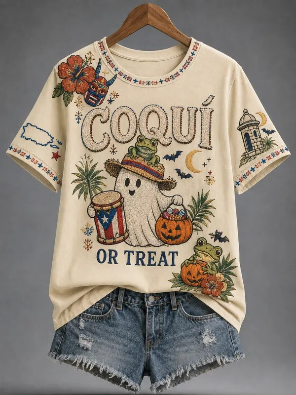 Puerto Rico Pride Halloween Merch Coqui Or Treat T-Shirt Halloween Outfits Gifts For Girl - GWH