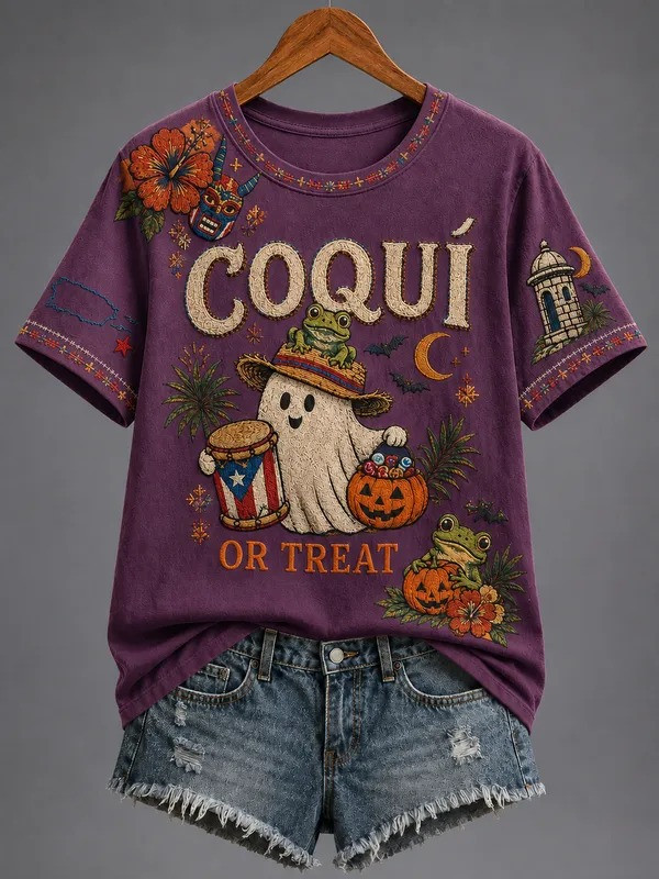 Puerto Rico Pride Halloween Merch Coqui Or Treat T-Shirt Halloween Outfits Gifts For Grandma - GWH