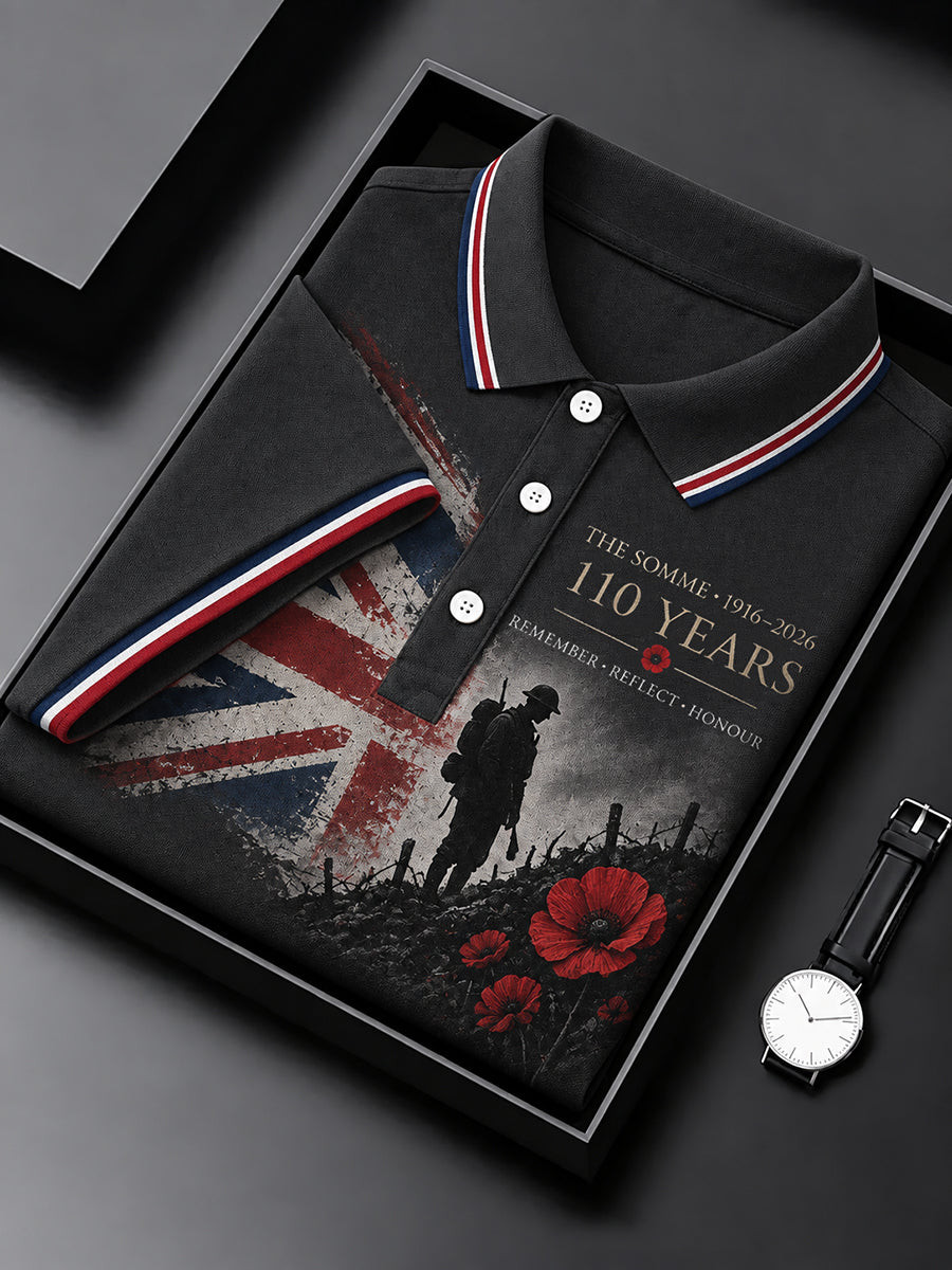 Remembrance Day Merch 110 Years Polo Shirt Proud British Veteran Apparel Gift For Brother - GWH