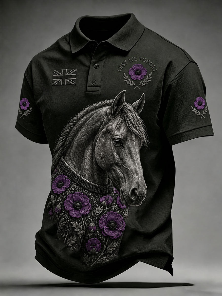 Remembrance Day Merch Lest We Forget Polo Shirt Military Veteran Apparel Gifts For Husband - GWH