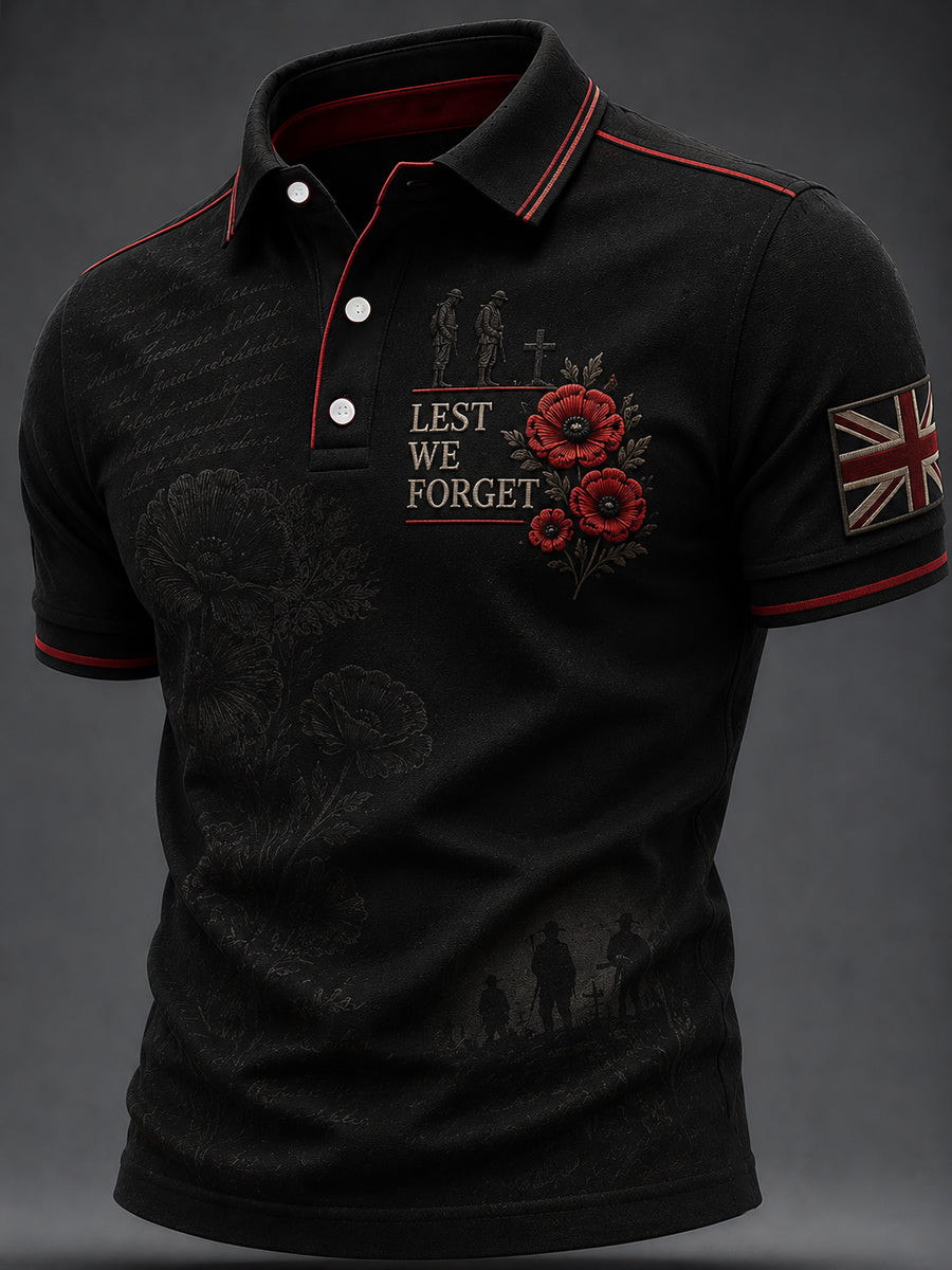 Remembrance Day Merch Lest We Forget Polo Shirt Military Veteran Clothes Gift For Son - GWH
