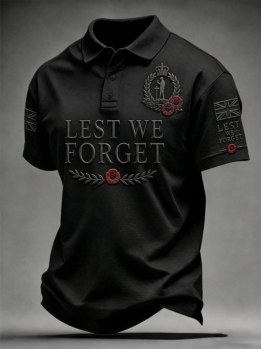 Remembrance Day Merch Lest We Forget Polo Shirt Poppy Day Apparel Gifts For Dad - GWH