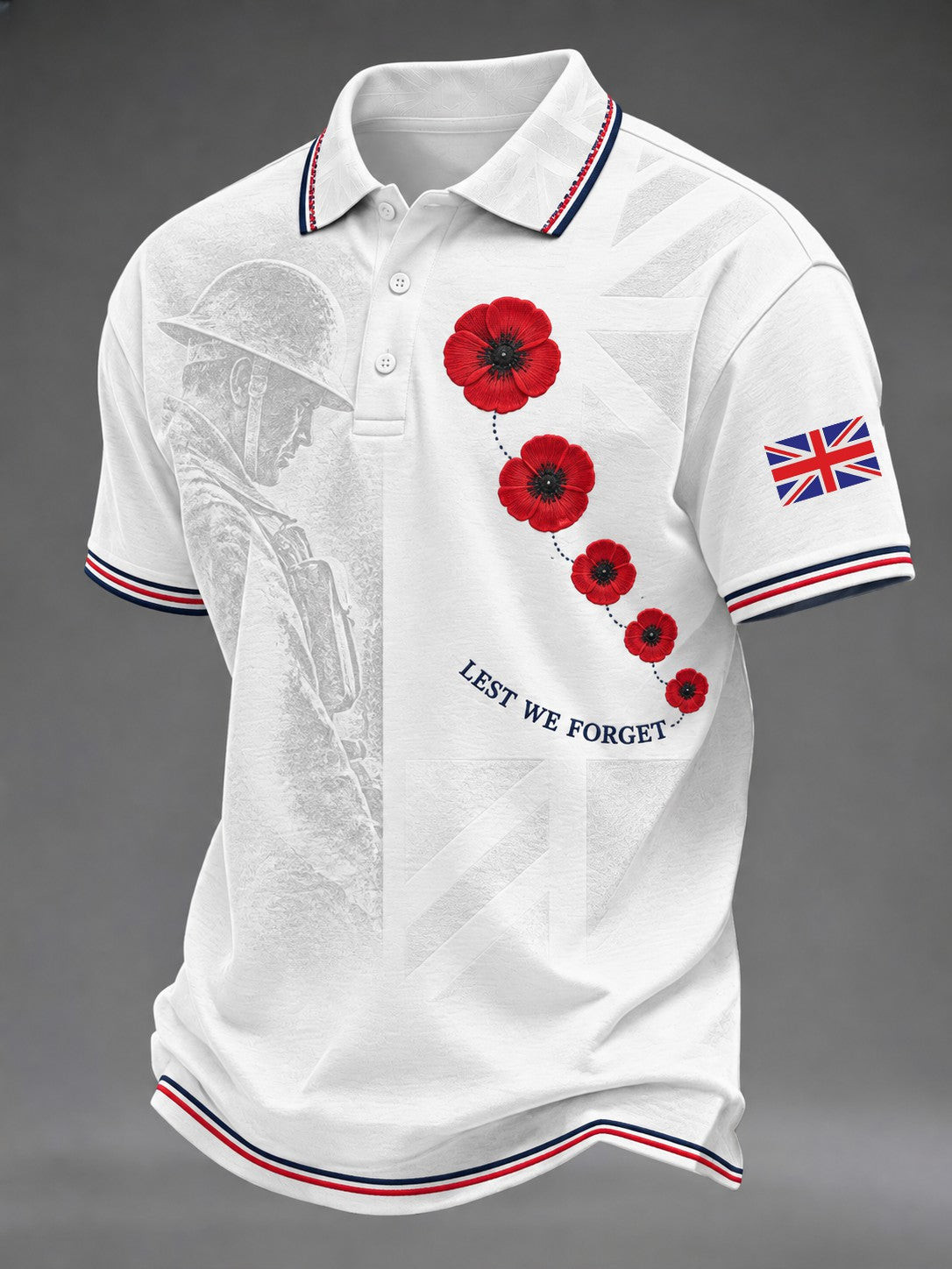 Remembrance Day Merch Lest We Forget Polo Shirt Poppy Flower Clothes Gift For Veterans - GWH