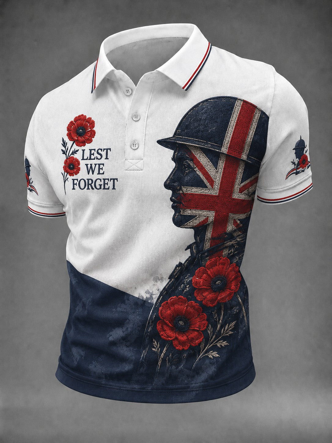 Remembrance Day Merch Lest We Forget Polo Shirt Proud British Veteran Apparel Gifts For Dad - GWH