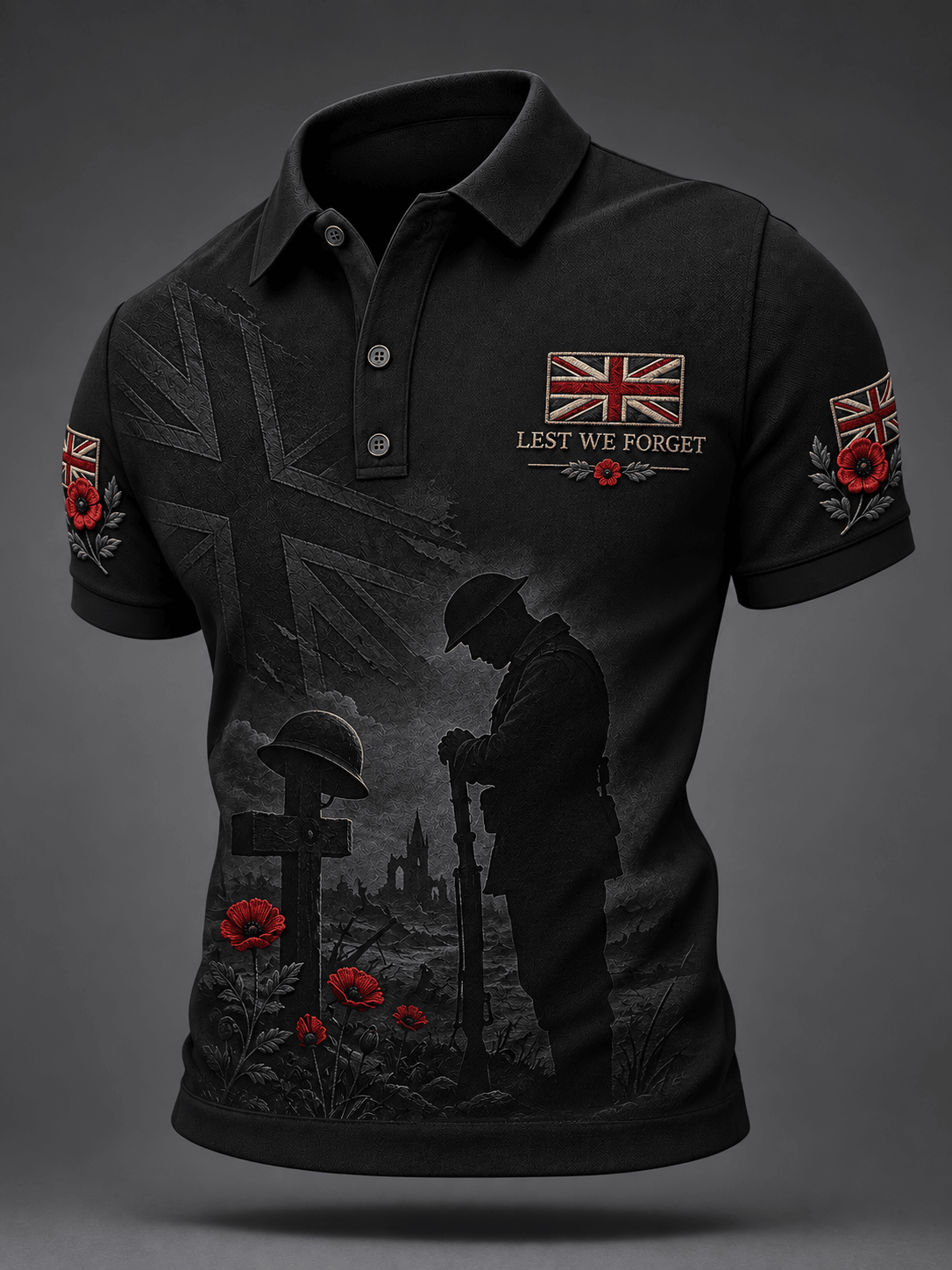 Remembrance Day Merch Lest We Forget Soldier Polo Shirt Army Remembrance Clothes Gift For Son - GWH