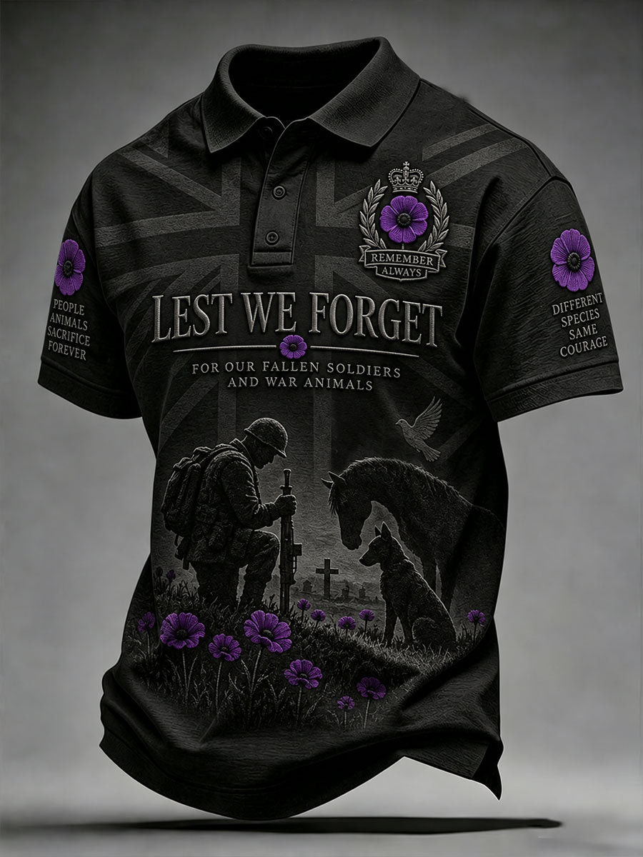 Remembrance Day Merch Remember Always Polo Shirt Poppy Flower Apparel Gift For Dad - GWH