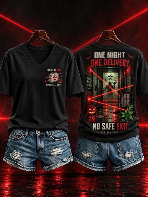 Resident Evil Graphic Halloween V-Neck Shirt Gaming Apparel Gifts For Resident Evil Lovers - GWH