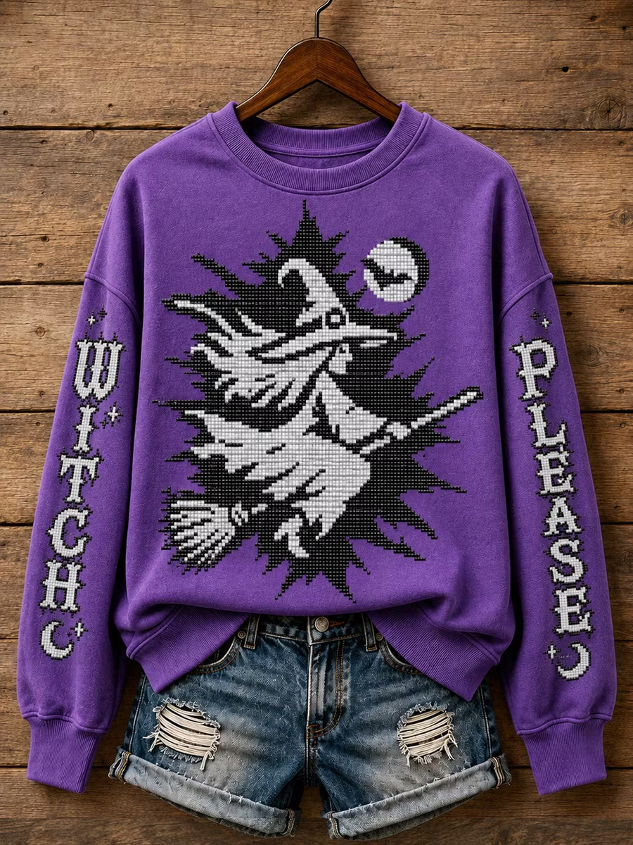 Retro Witch Halloween Sweatshirt Scary Horror Bloody Halloween Clothing Gift For Her - Gwh