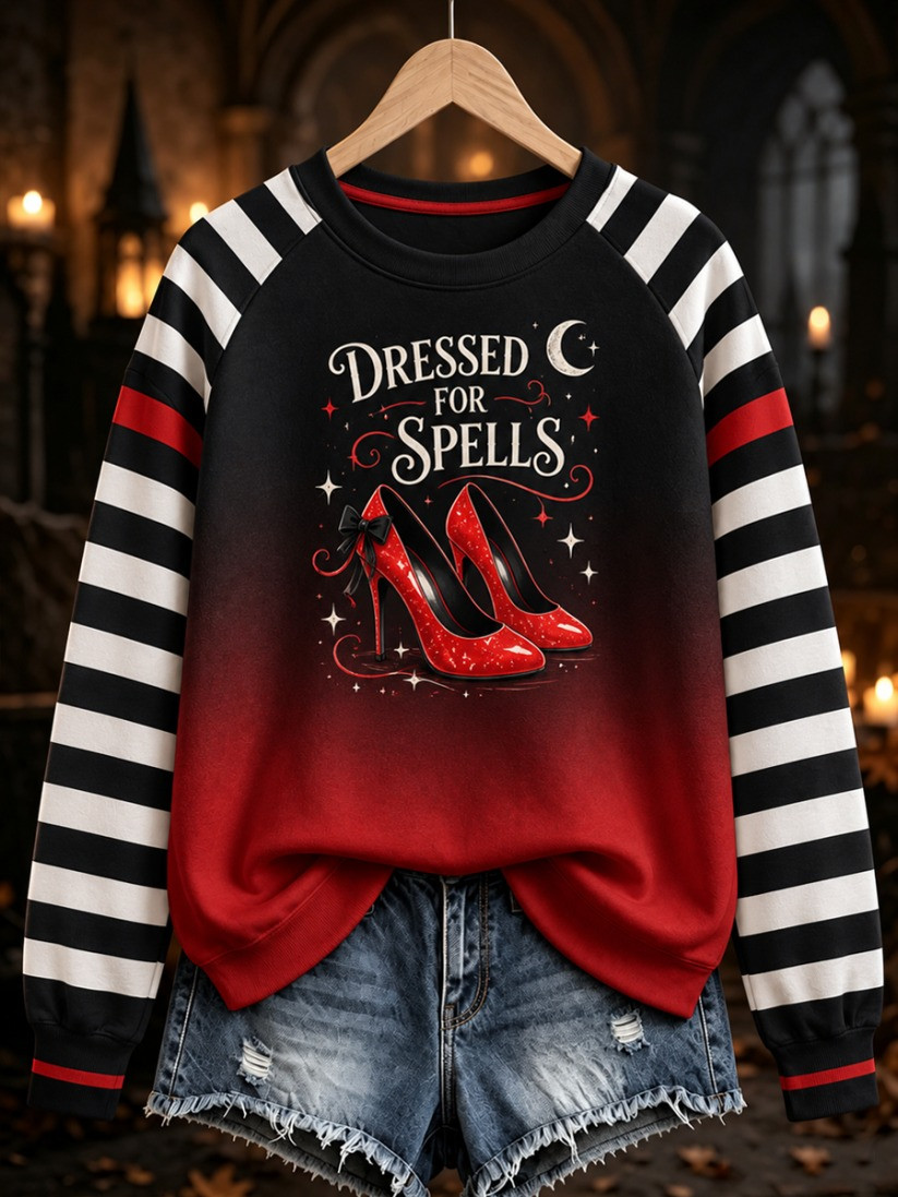 Retro Witch Magic High Heels Sweatshirt Halloween Apparel Gift For Women - Gwh