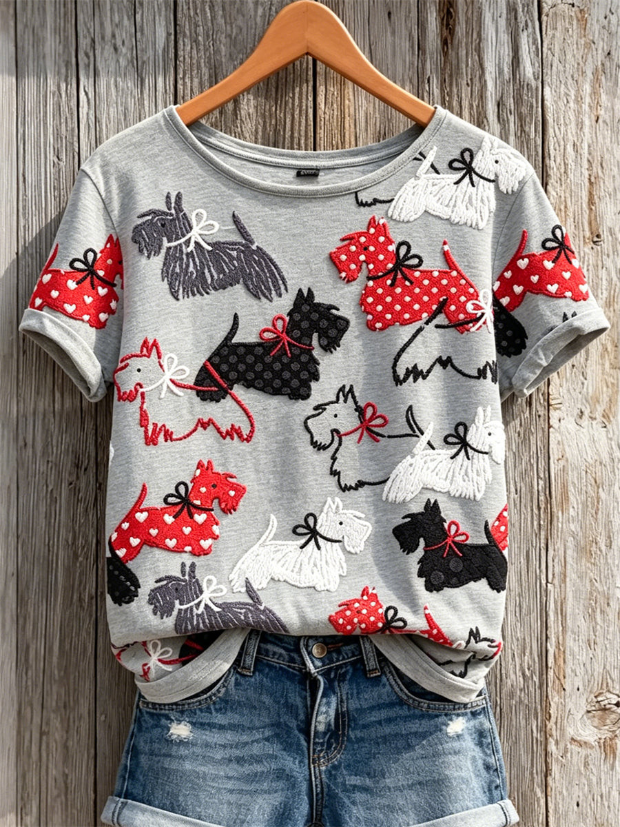 Scottish Terrier Merch Cute Pattern T-Shirt Funny Pet Apparel Gift For Sister - GWH