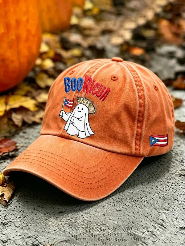 Spooky Boricua Merch Boo Ricua Flag Ghost Baseball Cap Halloween Cap Gifts For Son - GWH