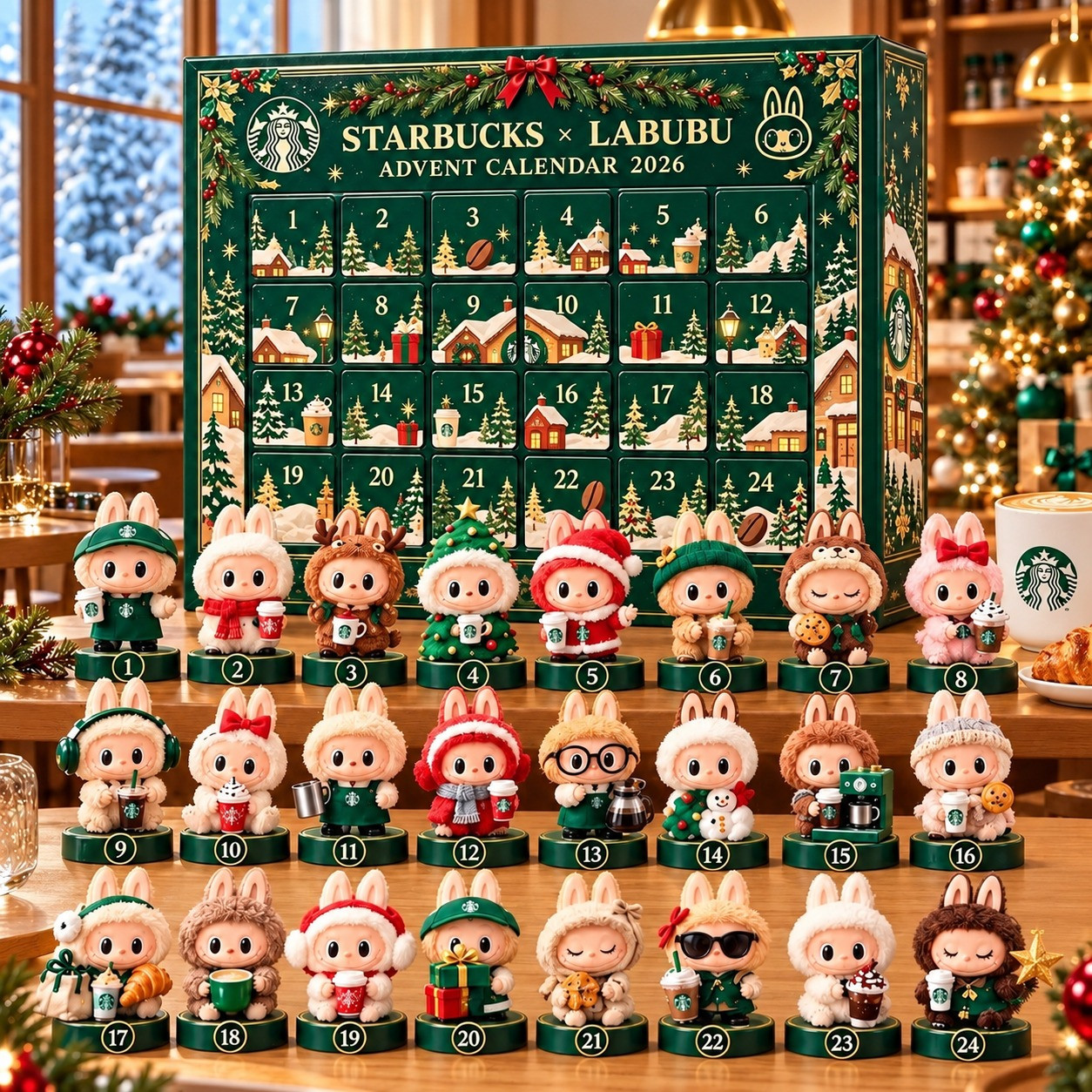 Starbucks x Labubu Advent Calendar 2026 24 Days Christmas Countdown Box Gift For Her - GWH