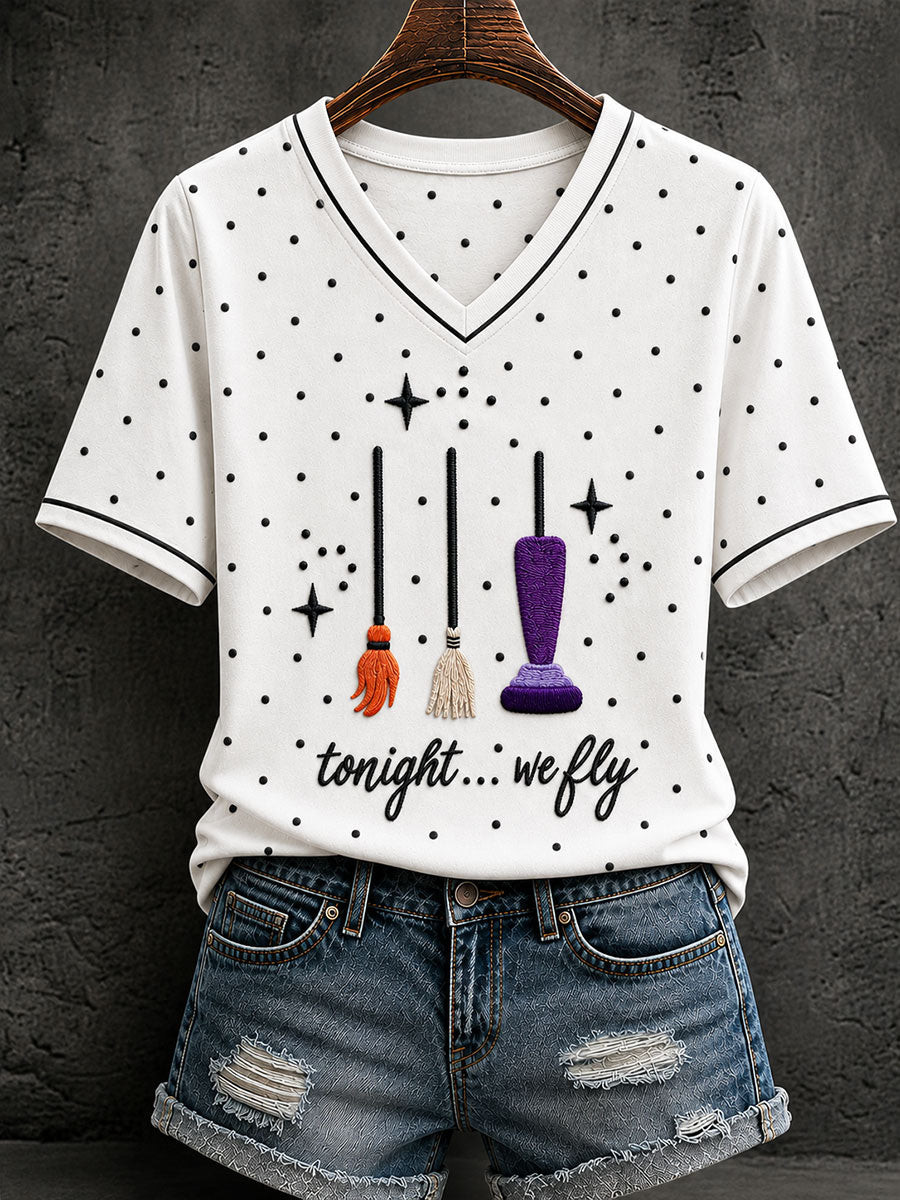 Tonight We Fly V-Neck Shirt Halloween Horror Nights Apparel Gift For Horror Fans - Gwh
