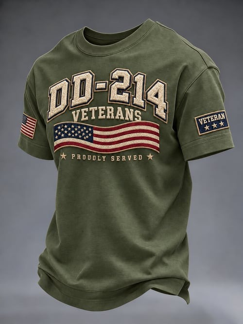 Veterans DD 214 Alumni USA Flag Shirt Proudly Served Tee Cool Gifts For Veterans - GWH